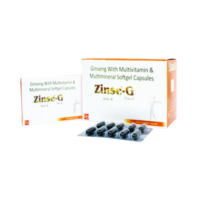 GINSENG 42.5MG, VIT A 2500 I.U, VIT D3 200 I.U,VIT B1 1MG,VIT B2 1.5MG,VIT B6 1MG,VIT B12 1MCG, VIT C 50MG, VIT E 5 I.U, CALCIUM PANTOTHENATE 5 MG, NIACINAMIDE 15MG, FOLIC ACID 50MCG, FERROUS FUMARATE 30MG, POSTASSIUM SULPHATE 2MG, COPPER SULPHATE 0.5MG,  (ZINSE-G)